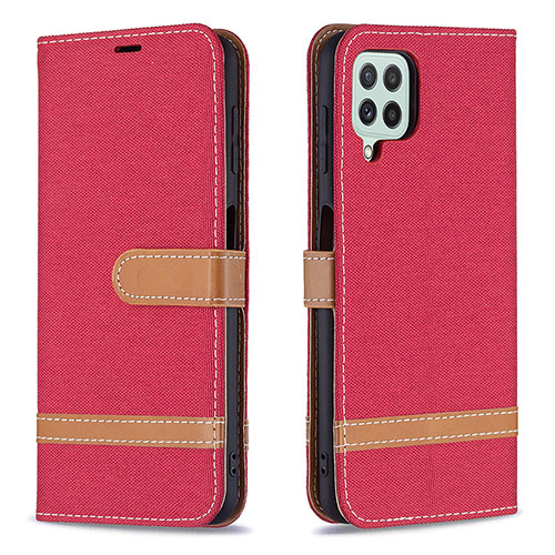 Leather Case Stands Flip Cover Holder B16F for Samsung Galaxy A22 4G Red