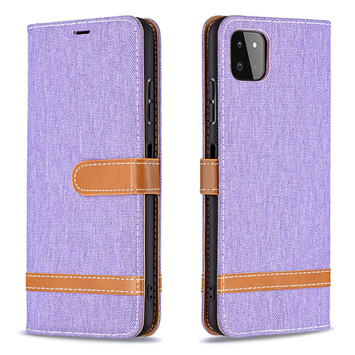 Leather Case Stands Flip Cover Holder B16F for Samsung Galaxy A22s 5G Clove Purple