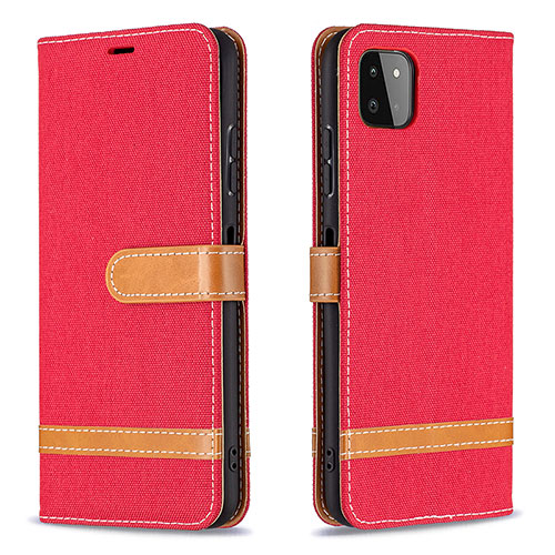 Leather Case Stands Flip Cover Holder B16F for Samsung Galaxy A22s 5G Red