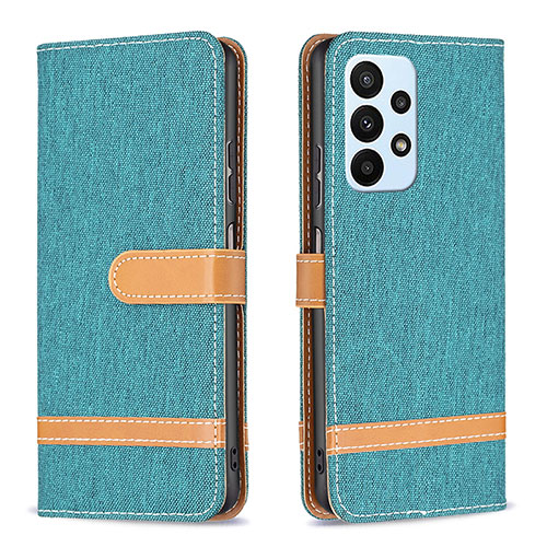 Leather Case Stands Flip Cover Holder B16F for Samsung Galaxy A23 4G Green