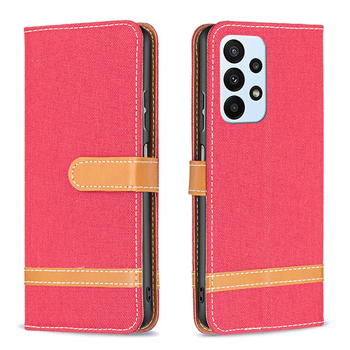 Leather Case Stands Flip Cover Holder B16F for Samsung Galaxy A23 4G Red