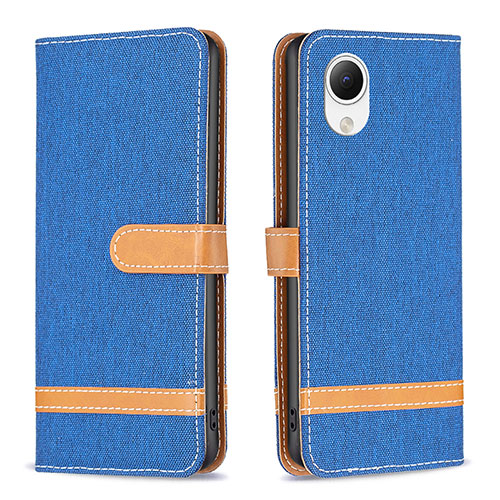 Leather Case Stands Flip Cover Holder B16F for Samsung Galaxy A23 5G SC-56C Blue