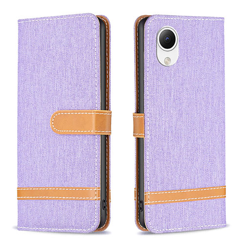 Leather Case Stands Flip Cover Holder B16F for Samsung Galaxy A23 5G SC-56C Clove Purple