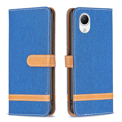 Leather Case Stands Flip Cover Holder B16F for Samsung Galaxy A23e 5G Blue