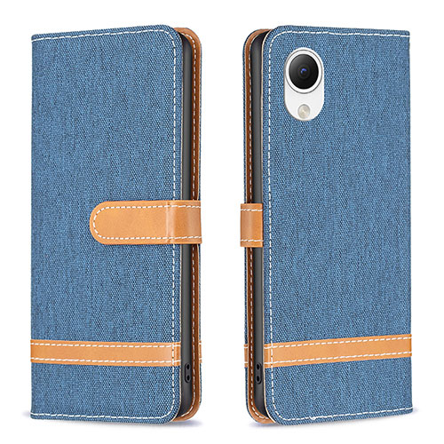 Leather Case Stands Flip Cover Holder B16F for Samsung Galaxy A23e 5G Navy Blue