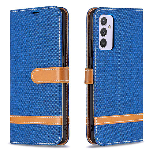 Leather Case Stands Flip Cover Holder B16F for Samsung Galaxy A24 4G Blue