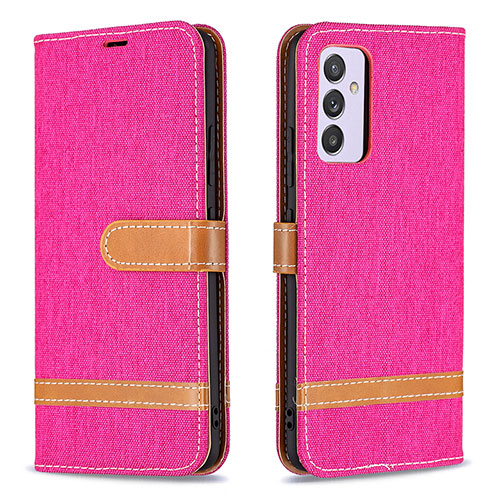 Leather Case Stands Flip Cover Holder B16F for Samsung Galaxy A24 4G Hot Pink