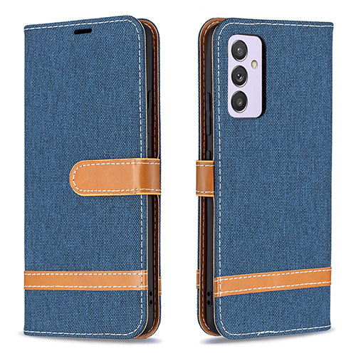 Leather Case Stands Flip Cover Holder B16F for Samsung Galaxy A24 4G Navy Blue