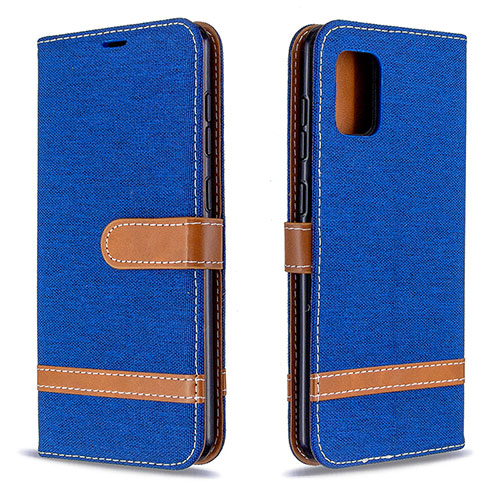Leather Case Stands Flip Cover Holder B16F for Samsung Galaxy A31 Blue