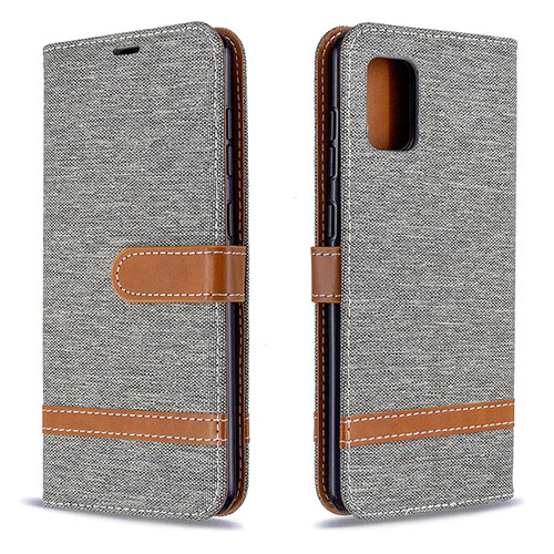 Leather Case Stands Flip Cover Holder B16F for Samsung Galaxy A31 Gray