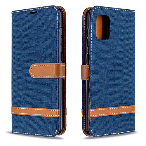 Leather Case Stands Flip Cover Holder B16F for Samsung Galaxy A31 Navy Blue