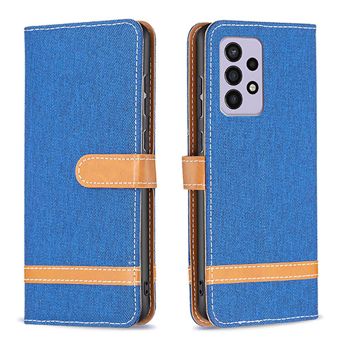 Leather Case Stands Flip Cover Holder B16F for Samsung Galaxy A33 5G Blue