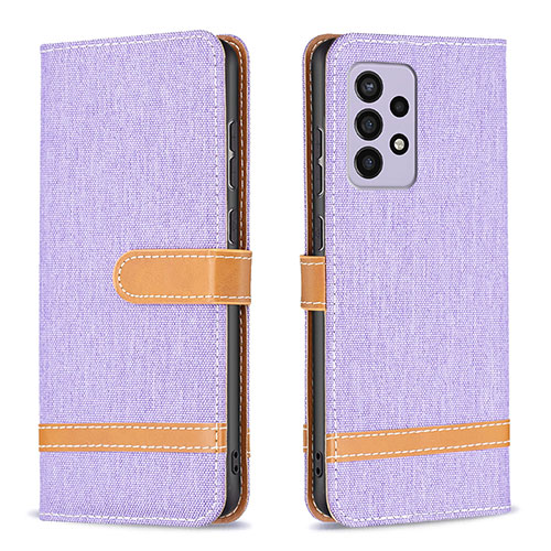 Leather Case Stands Flip Cover Holder B16F for Samsung Galaxy A33 5G Clove Purple