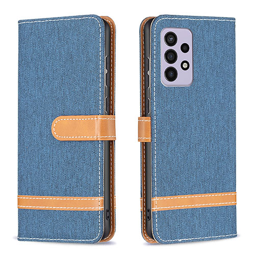 Leather Case Stands Flip Cover Holder B16F for Samsung Galaxy A33 5G Navy Blue