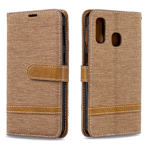 Leather Case Stands Flip Cover Holder B16F for Samsung Galaxy A40 Gold