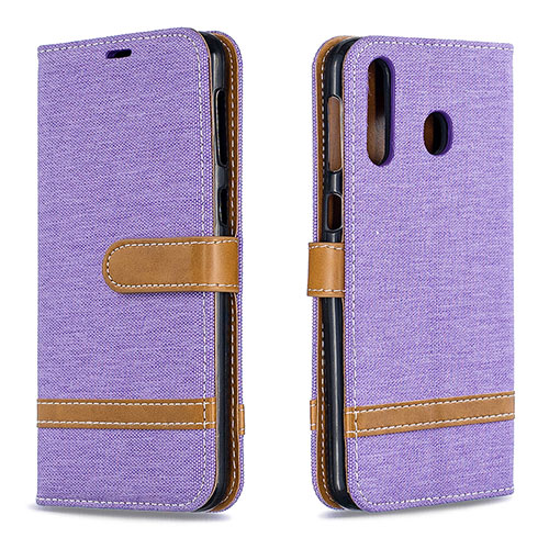 Leather Case Stands Flip Cover Holder B16F for Samsung Galaxy A40s Clove Purple