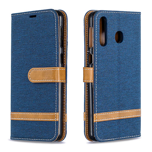 Leather Case Stands Flip Cover Holder B16F for Samsung Galaxy A40s Navy Blue