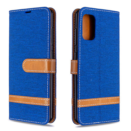 Leather Case Stands Flip Cover Holder B16F for Samsung Galaxy A41 Blue