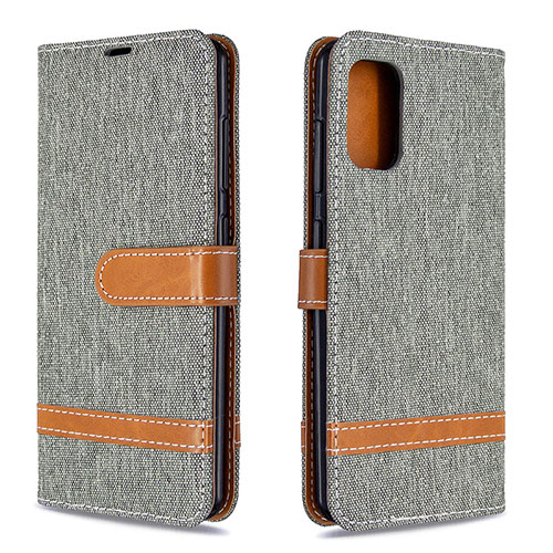 Leather Case Stands Flip Cover Holder B16F for Samsung Galaxy A41 Gray