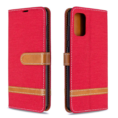 Leather Case Stands Flip Cover Holder B16F for Samsung Galaxy A41 Red