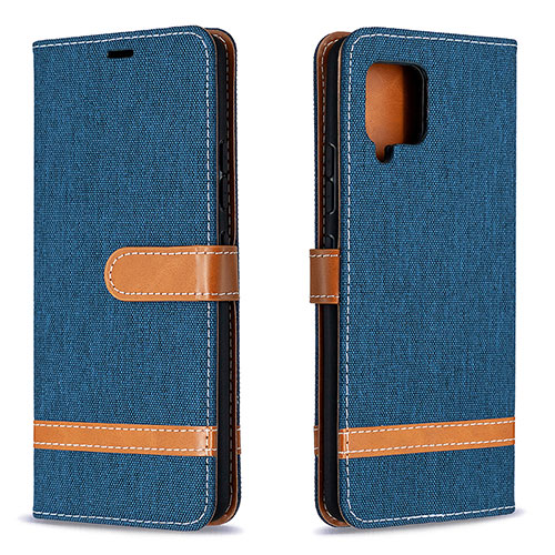 Leather Case Stands Flip Cover Holder B16F for Samsung Galaxy A42 5G Navy Blue