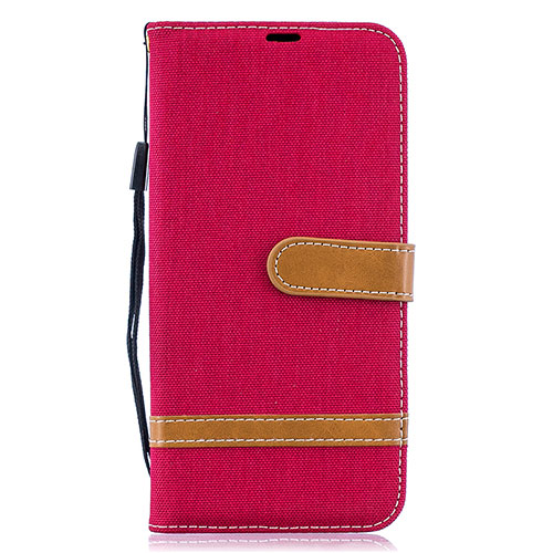 Leather Case Stands Flip Cover Holder B16F for Samsung Galaxy A50 Red