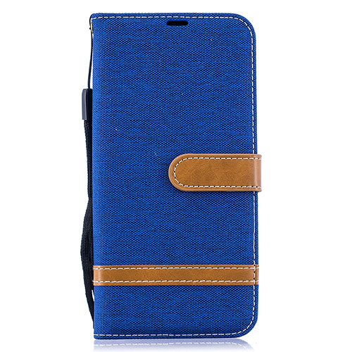 Leather Case Stands Flip Cover Holder B16F for Samsung Galaxy A50S Blue