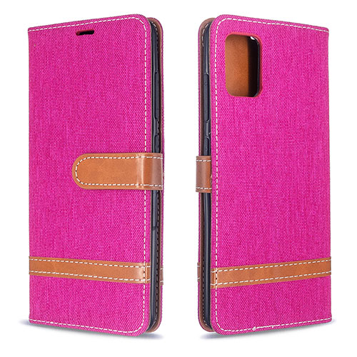 Leather Case Stands Flip Cover Holder B16F for Samsung Galaxy A51 4G Hot Pink