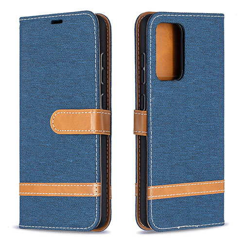 Leather Case Stands Flip Cover Holder B16F for Samsung Galaxy A52 4G Navy Blue