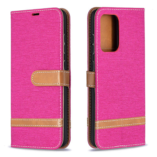 Leather Case Stands Flip Cover Holder B16F for Samsung Galaxy A52 5G Hot Pink