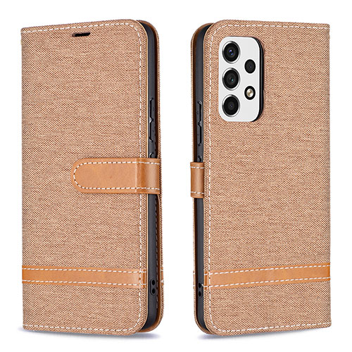 Leather Case Stands Flip Cover Holder B16F for Samsung Galaxy A53 5G Gold