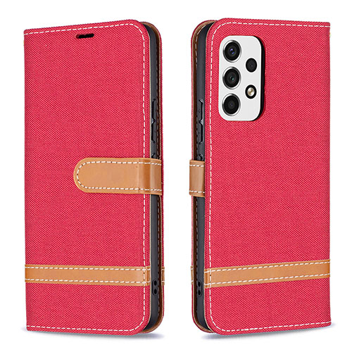 Leather Case Stands Flip Cover Holder B16F for Samsung Galaxy A53 5G Red