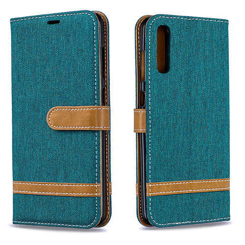 Leather Case Stands Flip Cover Holder B16F for Samsung Galaxy A70 Green