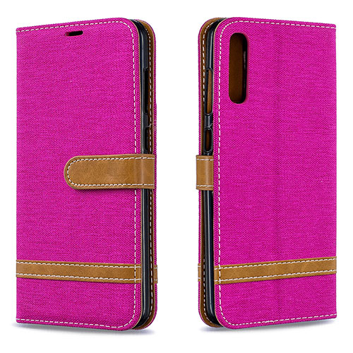 Leather Case Stands Flip Cover Holder B16F for Samsung Galaxy A70 Hot Pink