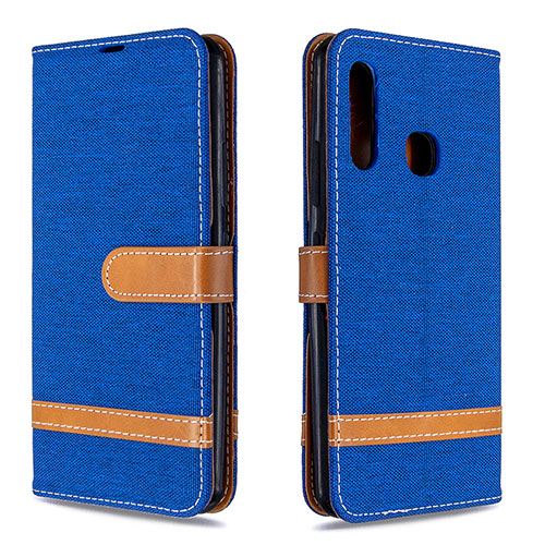 Leather Case Stands Flip Cover Holder B16F for Samsung Galaxy A70E Blue