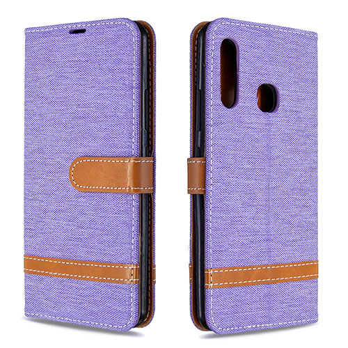Leather Case Stands Flip Cover Holder B16F for Samsung Galaxy A70E Clove Purple