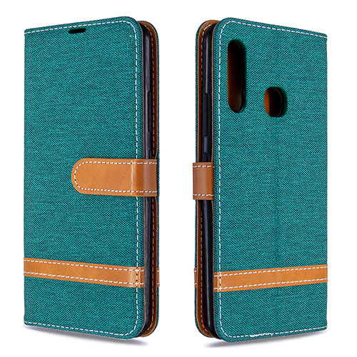 Leather Case Stands Flip Cover Holder B16F for Samsung Galaxy A70E Green
