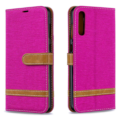 Leather Case Stands Flip Cover Holder B16F for Samsung Galaxy A70S Hot Pink