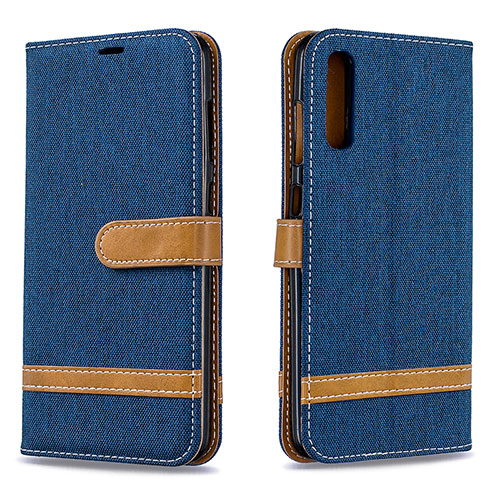 Leather Case Stands Flip Cover Holder B16F for Samsung Galaxy A70S Navy Blue