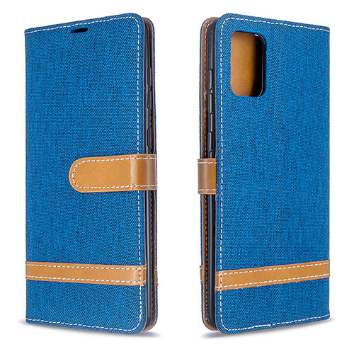 Leather Case Stands Flip Cover Holder B16F for Samsung Galaxy A71 4G A715 Blue