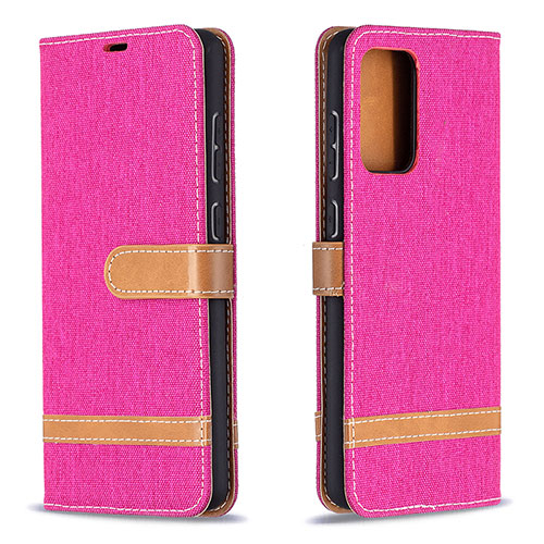 Leather Case Stands Flip Cover Holder B16F for Samsung Galaxy A72 4G Hot Pink