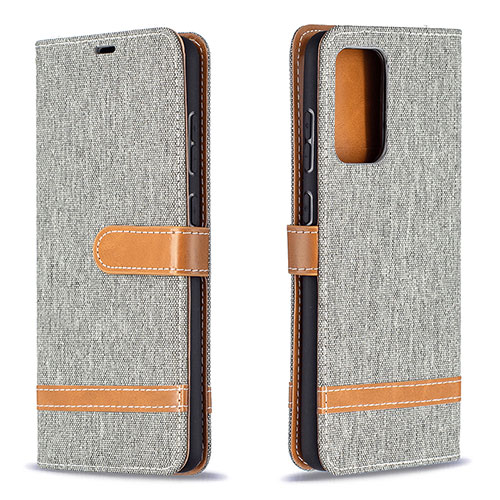 Leather Case Stands Flip Cover Holder B16F for Samsung Galaxy A72 5G Gray