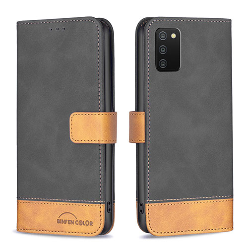 Leather Case Stands Flip Cover Holder B16F for Samsung Galaxy F02S SM-E025F Black