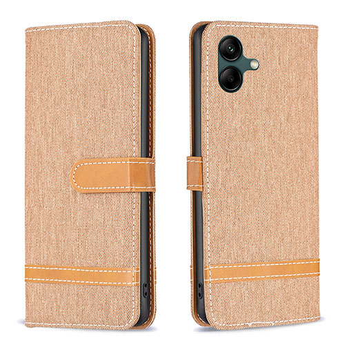 Leather Case Stands Flip Cover Holder B16F for Samsung Galaxy F04 Gold