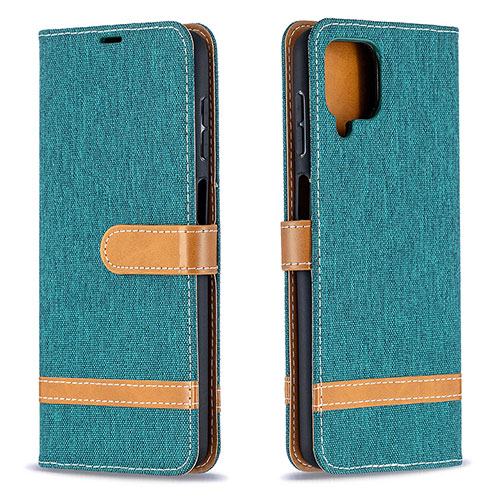 Leather Case Stands Flip Cover Holder B16F for Samsung Galaxy F12 Green