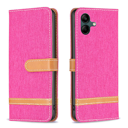 Leather Case Stands Flip Cover Holder B16F for Samsung Galaxy F14 5G Hot Pink