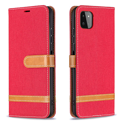 Leather Case Stands Flip Cover Holder B16F for Samsung Galaxy F42 5G Red