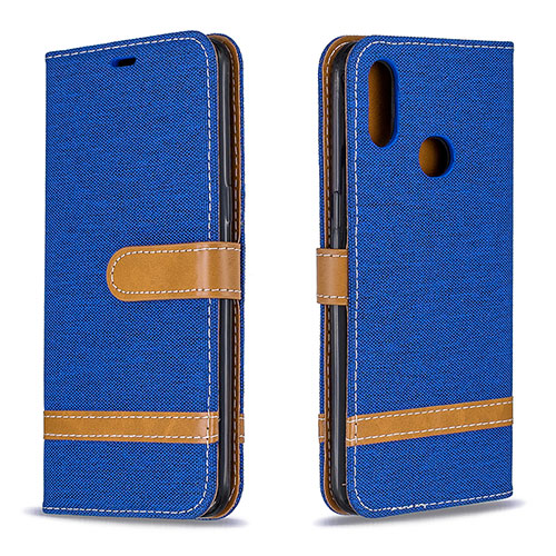 Leather Case Stands Flip Cover Holder B16F for Samsung Galaxy M01s Blue