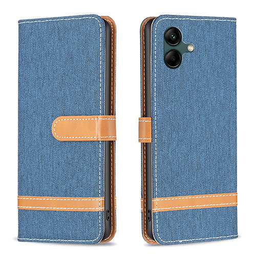 Leather Case Stands Flip Cover Holder B16F for Samsung Galaxy M04 Navy Blue