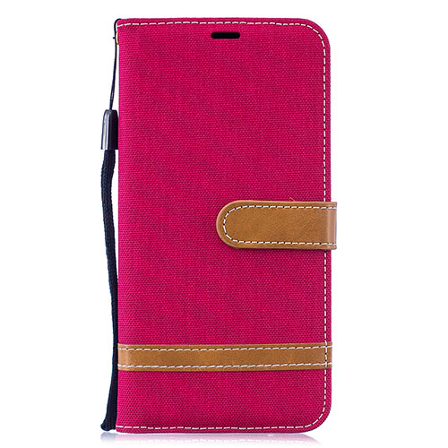 Leather Case Stands Flip Cover Holder B16F for Samsung Galaxy M10 Red